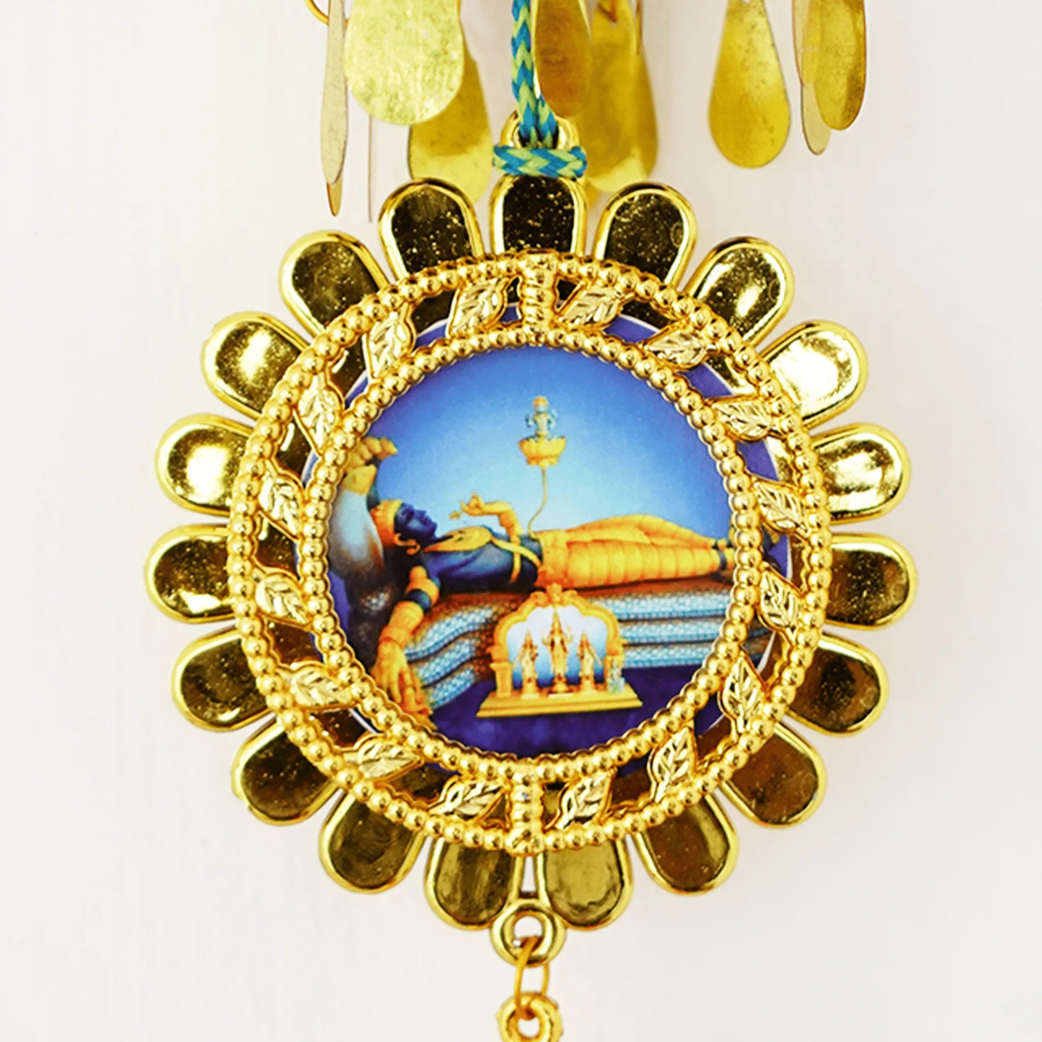 Ganesha and Padmanabhaswamy Dual Sided Car Hanging Temple Umbrella (Pack of 2) - Culturati