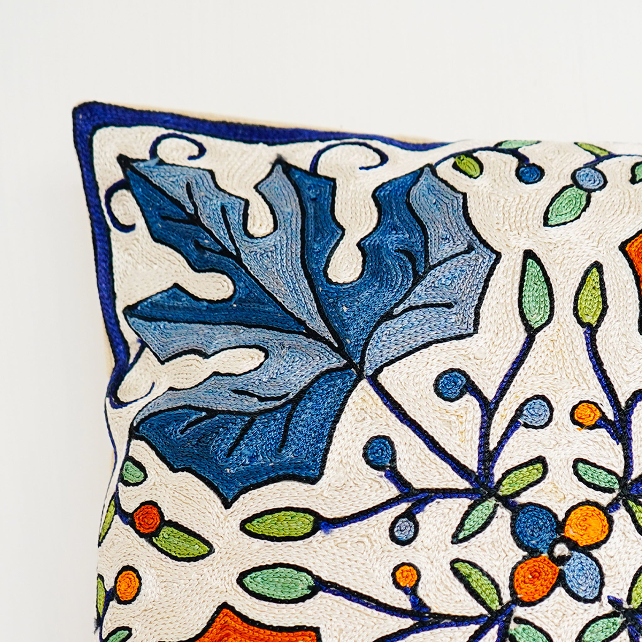 Handcrafted Kashida Embroidered Cushion Cover Chain Stitch Design(Set of 2)