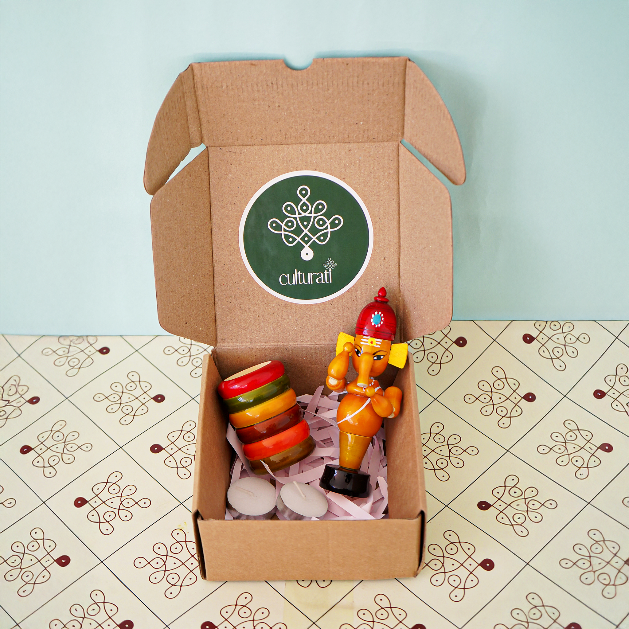 Handcrafted Etikoppaka Wooden Ganesha Idol with Light Spiral Candle holder| Diwali Gift