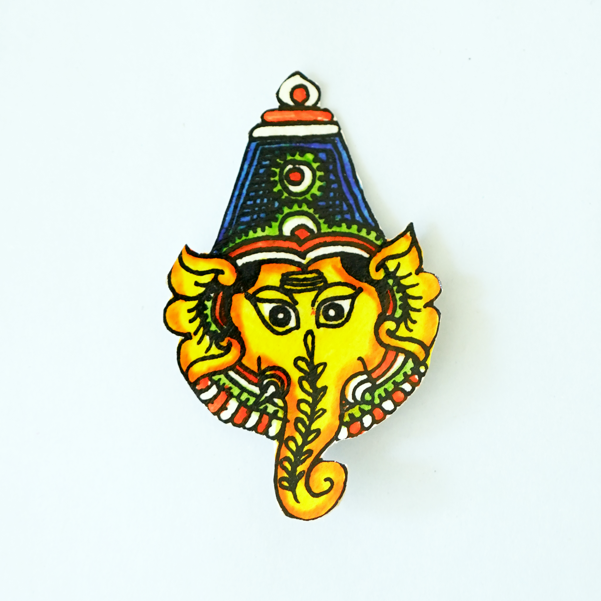 Hand-Painted Lakshmi Devi Folk Art Painting & Ganesha Magnet Gift Set