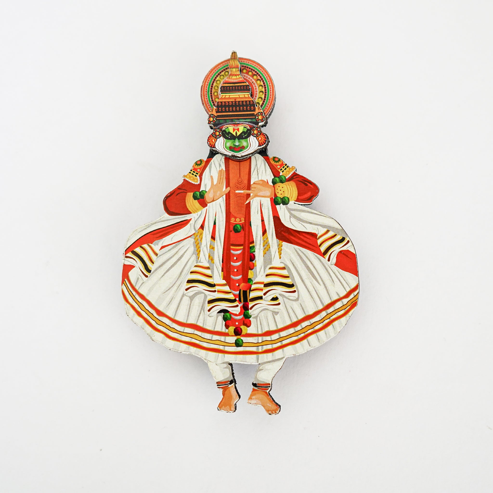 Traditional Onam Decor Mini Gift Set - Elephant, Full Posture Kathakali Magnet & Nettipattam Car Hanging
