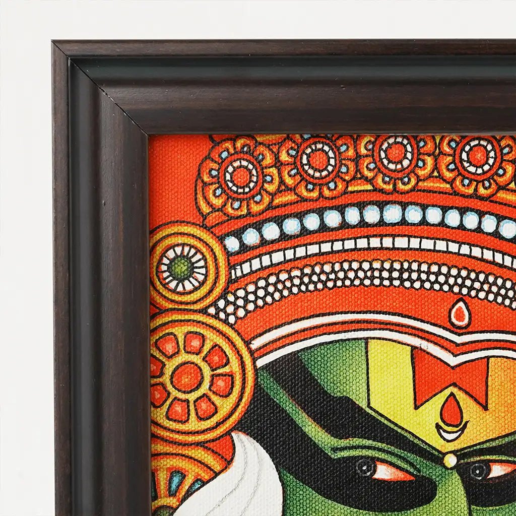 Handcrafted Vibrant Kathakali Frame – Traditional Kerala Mural Table Top Decor - Culturati