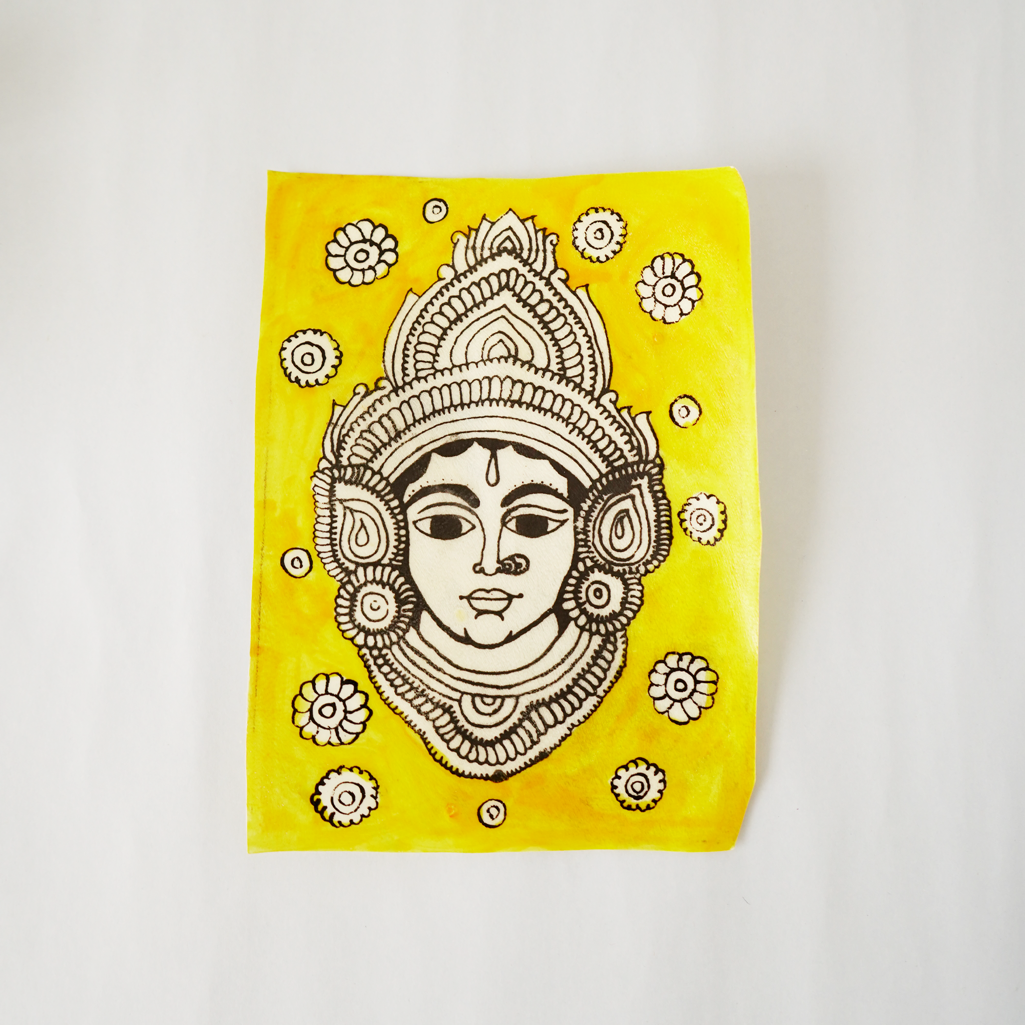 Hand-Painted Lakshmi Devi Folk Art Painting & Ganesha Magnet Gift Set