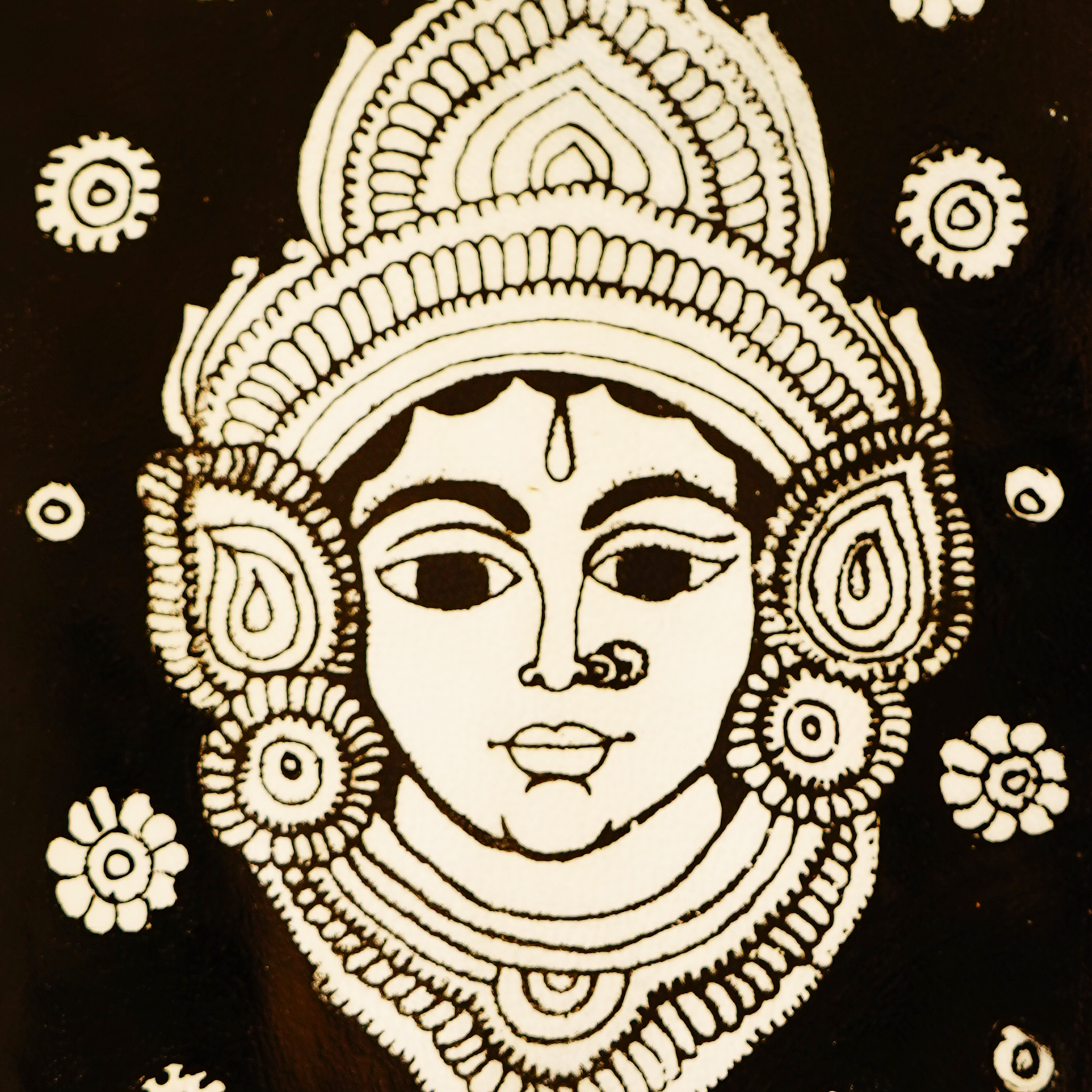 Hand-Painted Lakshmi Devi Folk Art Painting & Ganesha Magnet Gift Set