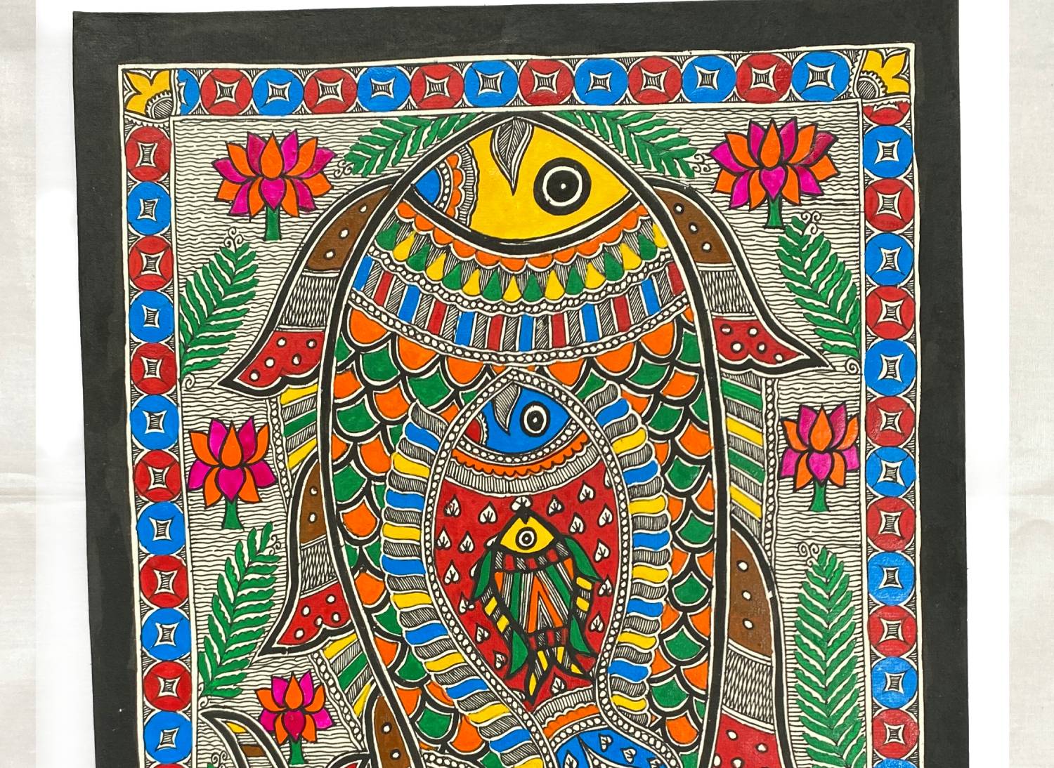 Handpainted Madhubani Folk Art - Matsya The First Avatar - Made to Order - Culturati