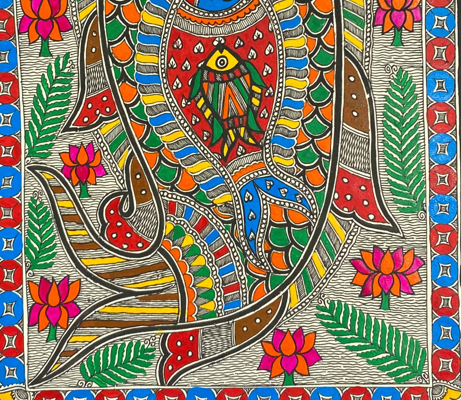 Handpainted Madhubani Folk Art - Matsya The First Avatar - Made to Order - Culturati