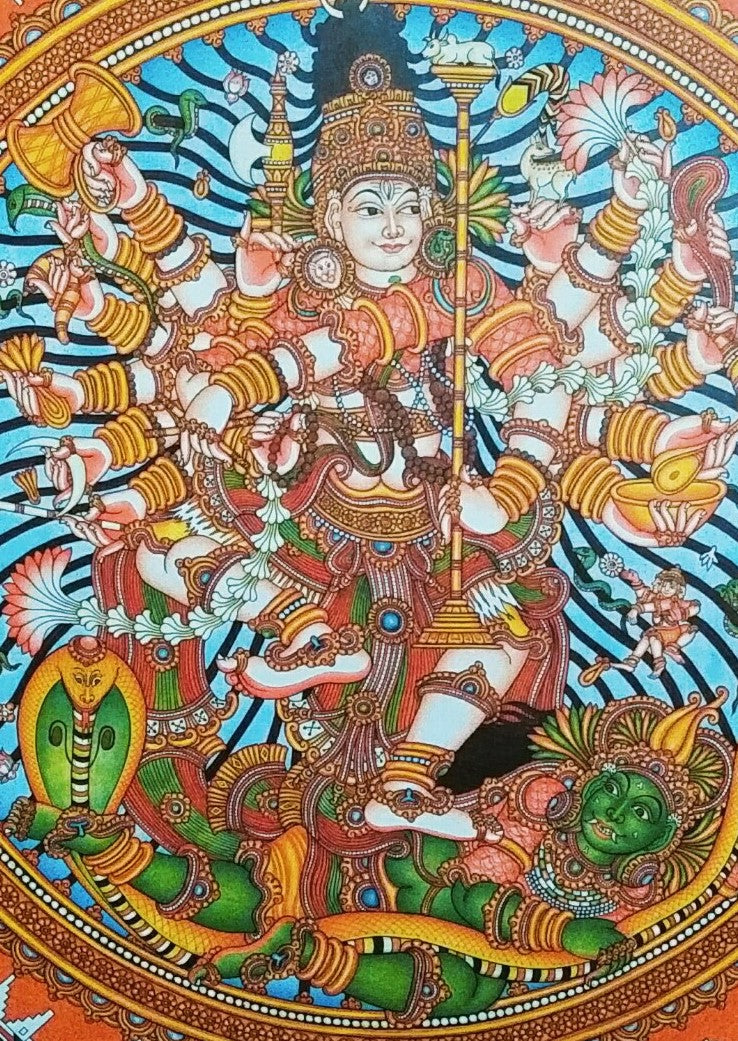 Shiva Tandavam - Kerala Mural Art Cosmic Dance Painting