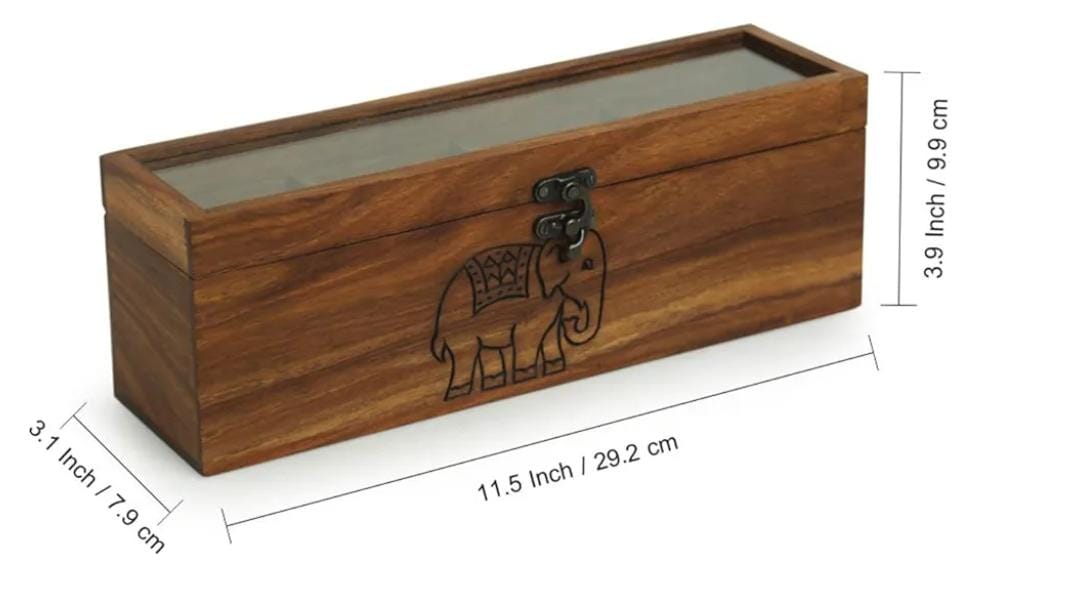 Sesham Wood Tea Box with 4 Compartments